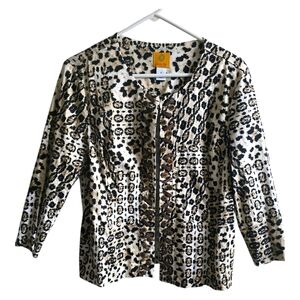 Ruby Rd Wild & Wood Embellished Leopard Jacket Size 12